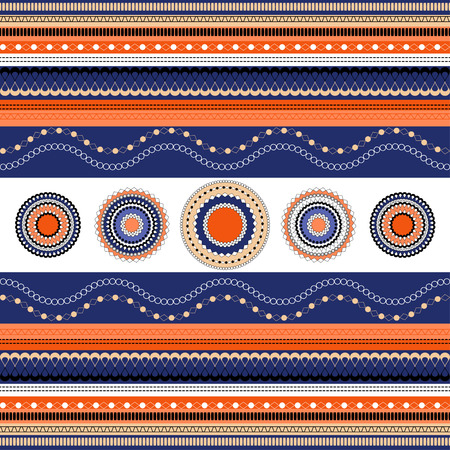 Ethnic boho seamless pattern. Tribal art print. Indian traditional ornament. Colorful border background texture. Fabric, cloth design, wallpaper, wrappingのイラスト素材