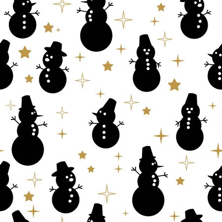 Christmas seamless pattern with snowman. Vector illustration. Template for Greeting Scrapbooking, Congratulations, Invitations.のイラスト素材