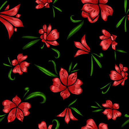 Floral seamless pattern. The effect of embroideryのイラスト素材