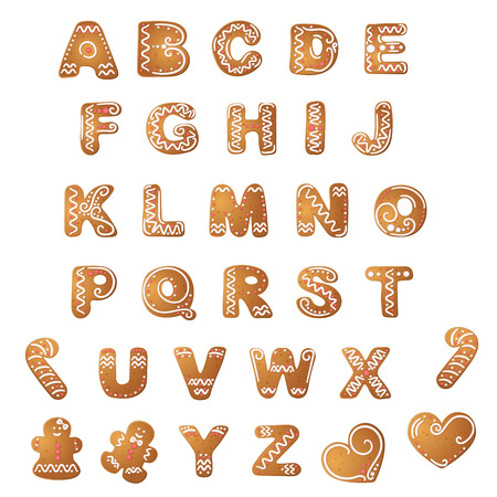 Christmas gingerbread cookies alphabet.のイラスト素材