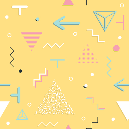 Abstract seamless patterns 80-90s styles. Trendy memphis styleのイラスト素材