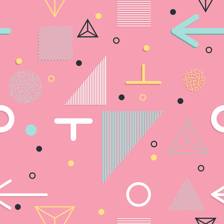Abstract seamless patterns 80-90s styles. Trendy memphis styleのイラスト素材