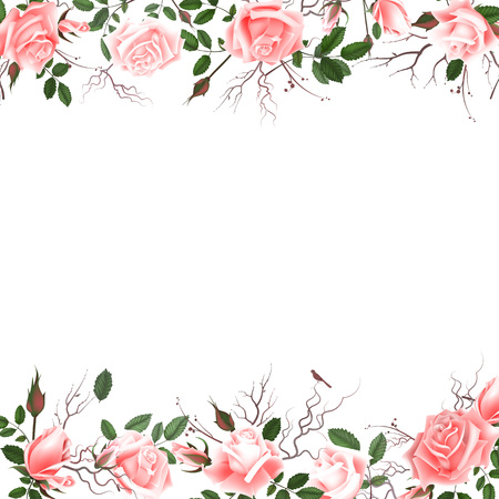 Bouquet of roses, can be used as greeting card, invitation card for wedding, birthday and summer background. Vectorのイラスト素材