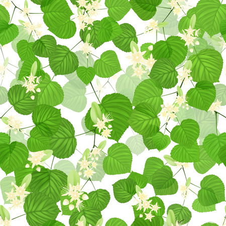 Green leaves seamless pattern with a white backgroundのイラスト素材