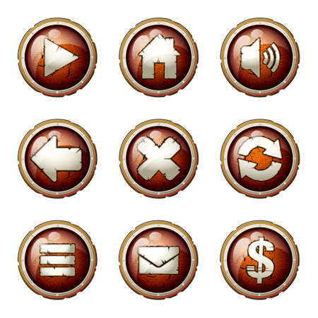 Grunge user interface buttons set.