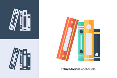 Vector icon of stack of school books in flat style.のイラスト素材