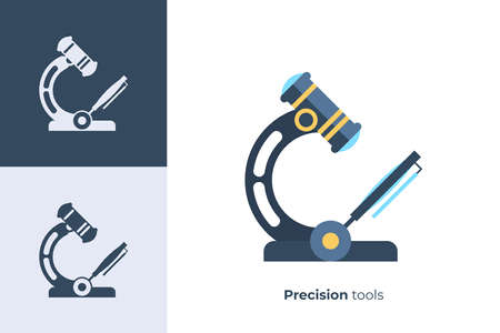 Vector icon of microscope in flat style.のイラスト素材