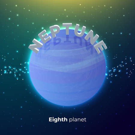 Vector illustration of neptune. Eighth planet from the sun icon. Space backgroundのイラスト素材