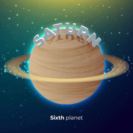 Vector illustration of saturn. Sixth planet from the sun icon. Space backgroundのイラスト素材
