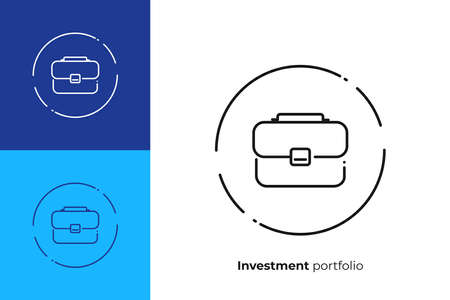 Business case line art icon, investment portfolio vector art, outline office suitcase illustrationのイラスト素材