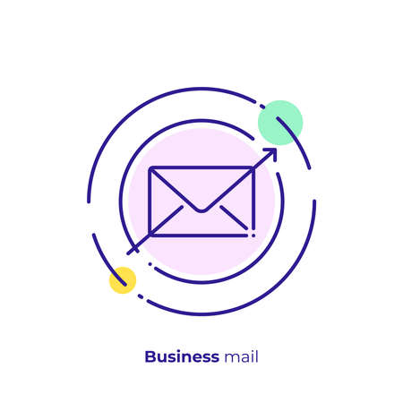 Business message line art icon, digital special offer vector art, outline online subscription illustrationのイラスト素材