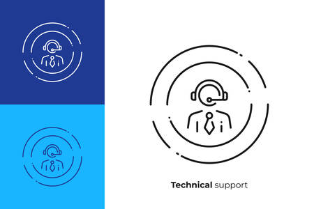 Line art stick support. Business assistance. Scalable vector icon in modern outline style. Lineart elements vector illustration.のイラスト素材