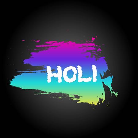 Happy Holi collorful banner with text isolated on background.Vector illustration. Paint brush of different colorsのイラスト素材