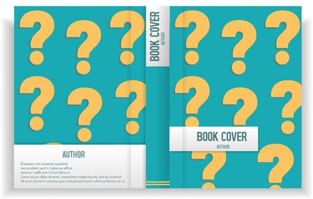 Modern creative book cover design with question symbols. Perfect for non-fiction,science books, manual, booklet, flyer, portfolio, business catalog, magazine. A4 full book cover.の写真素材