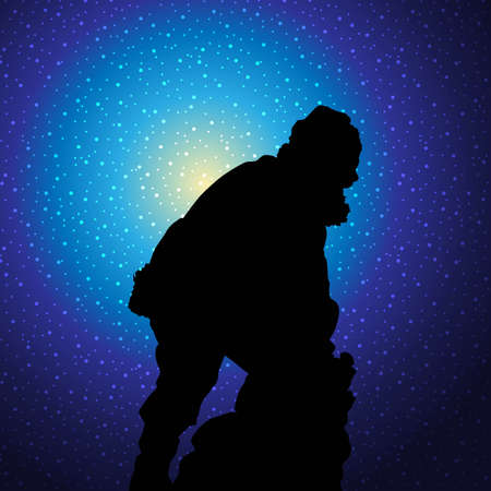 Silhouette of Santa Claus delivering giftsのイラスト素材