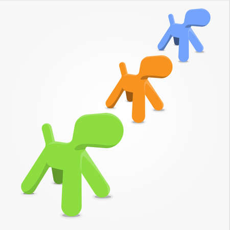 Dog design object - Set of colored toys dogsのイラスト素材