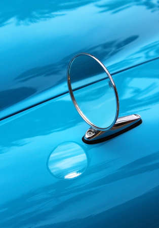 Metal Reflex Car Detail   Detail of rearview mirror of a vintage car の写真素材