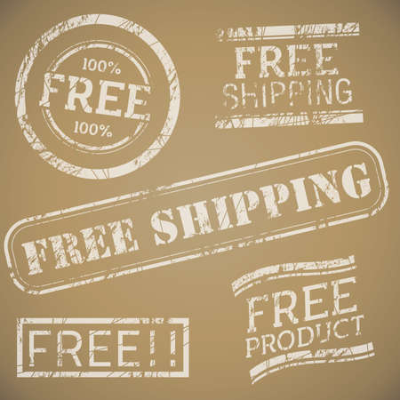 Free Shipping Stamp Setのイラスト素材