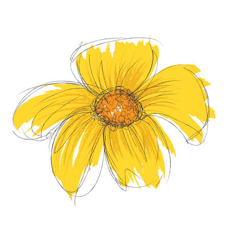 Vector drawn and painted flowerのイラスト素材