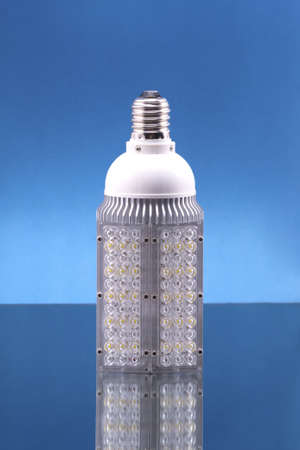 LED lamp; object on blue backgroundの写真素材