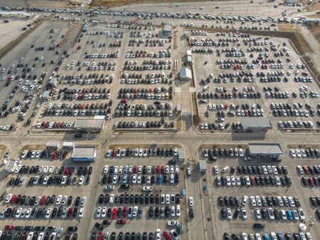 Empty parking lots, aerial view.の写真素材