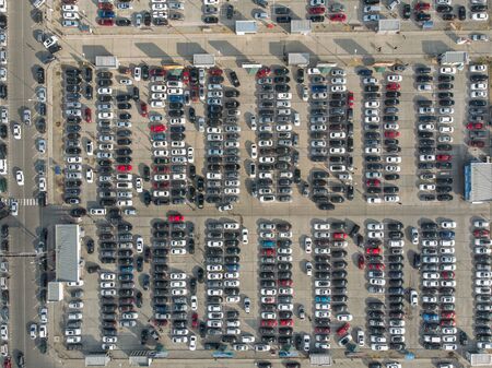 Empty parking lots, aerial view.の写真素材