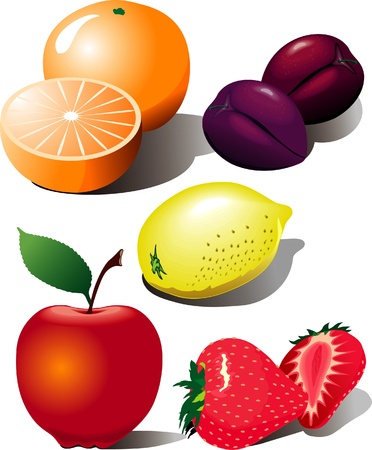 Set of vector fruitsのイラスト素材