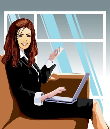 business woman in work officeのイラスト素材