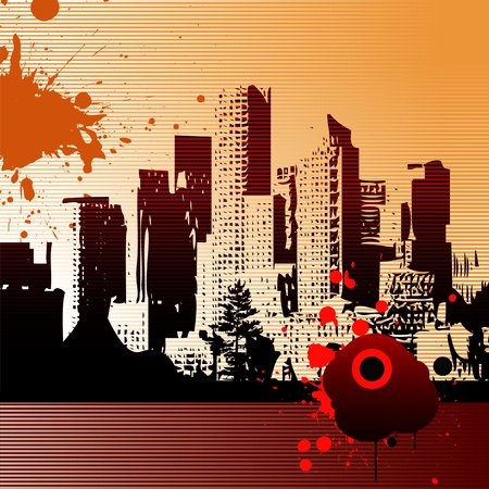Abstract vector urban art - City landscapeのイラスト素材