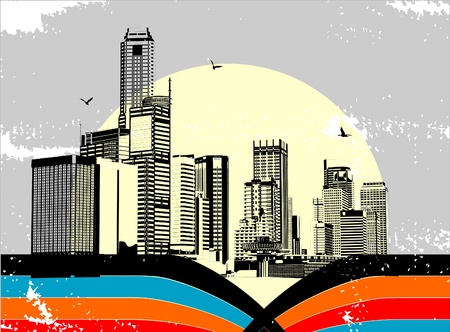 Abstract vector urban art - City landscapeのイラスト素材