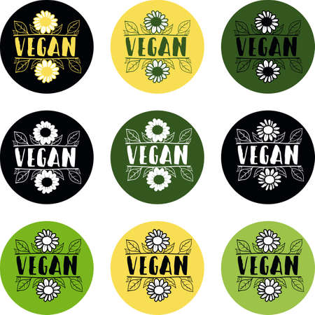 Vegan logo, Set of vegan icons logoのイラスト素材
