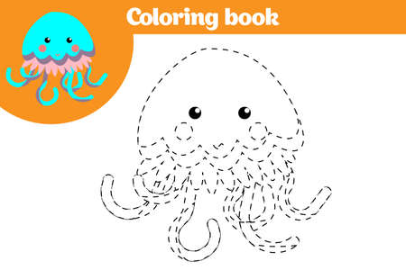 Coloring page, education game for children. Coloring page, drawing kids activity. Vector illustration.のイラスト素材