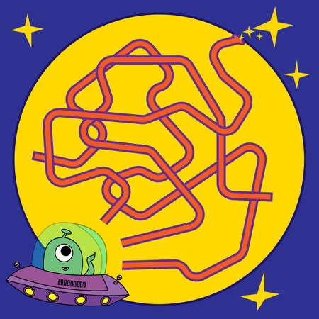Cartoon Illustration of Paths or Maze Puzzle Activity Game. Kids learning games collection.のイラスト素材