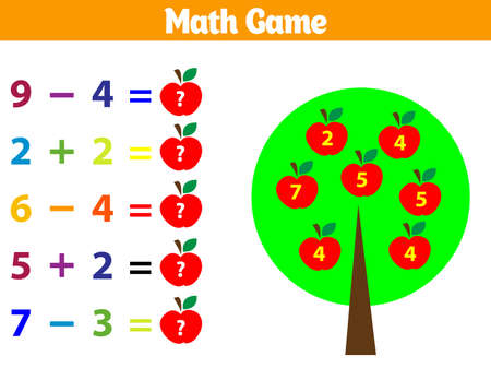 Mathematics educational game for children. Vector illustration.のイラスト素材