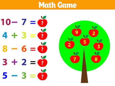 Mathematics educational game for children. Vector illustration.のイラスト素材