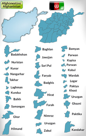 Map of Afghanistan with borders in blueのイラスト素材