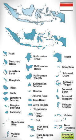 Map of Indonesia with borders in blueのイラスト素材