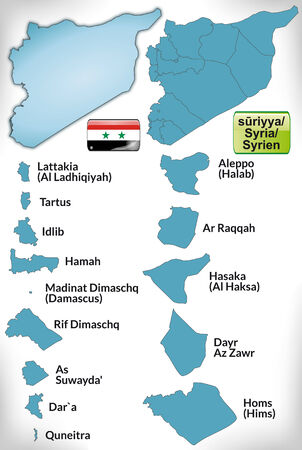 Map of Syria with borders in blueのイラスト素材