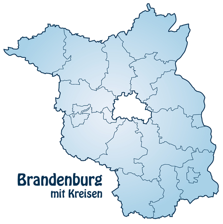 Map of Brandenburg with borders in blueのイラスト素材