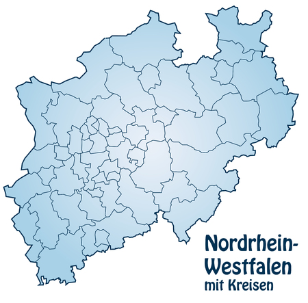 Map of North Rhine-Westphalia with borders in blueのイラスト素材