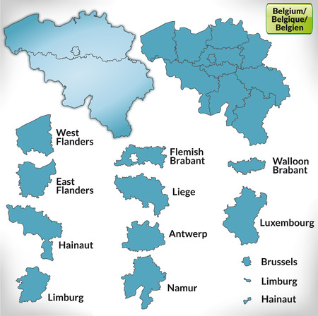 Map of Belgium with borders in blueのイラスト素材