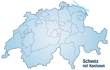 Map of Switzerland with borders in blueのイラスト素材
