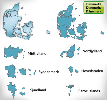 Map of denmark with borders in blueのイラスト素材
