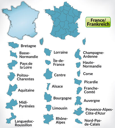 Map of France with borders in blueのイラスト素材
