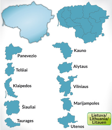 Map of Lithuania with borders in blueのイラスト素材