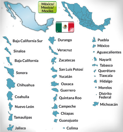 Map of Mexico with borders in blueのイラスト素材