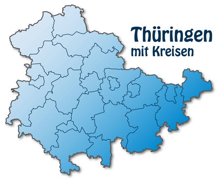 Map of thuringia with borders in blueのイラスト素材