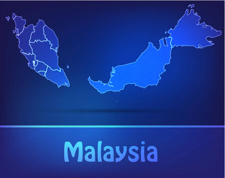 Map of Malaysia with borders as scribleのイラスト素材