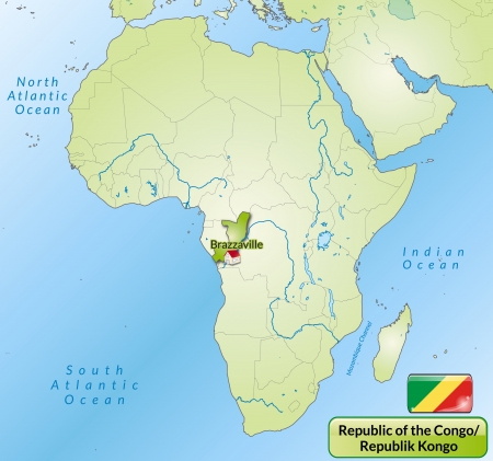 Map of congo-republic with main cities in greenのイラスト素材