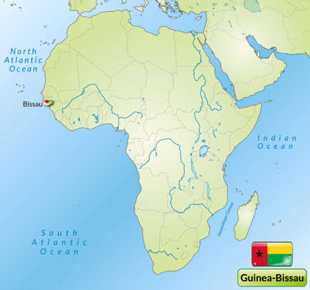 Map of guinea-bissau with main cities in greenのイラスト素材
